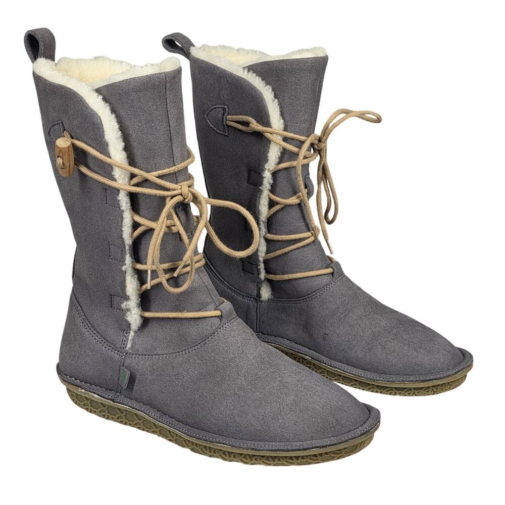 PO‑ZU RESTFUL SUEDE BOOTS – GRAY – SIZE EU 38 / US 7.5 – FOOT MATTRESS COMFORT
